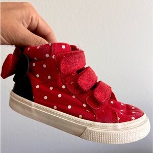 Disney Minnie Mouse High Top Red Polka Dot Bow Toddler Shoes